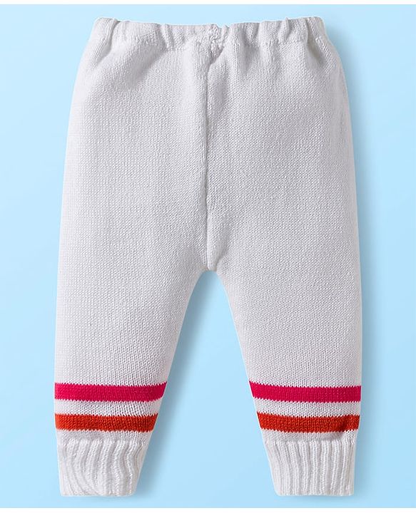 Babyhug Knit Full Sleeves Striped Front Open Sweater Set with Cap & Booties - Multicolor