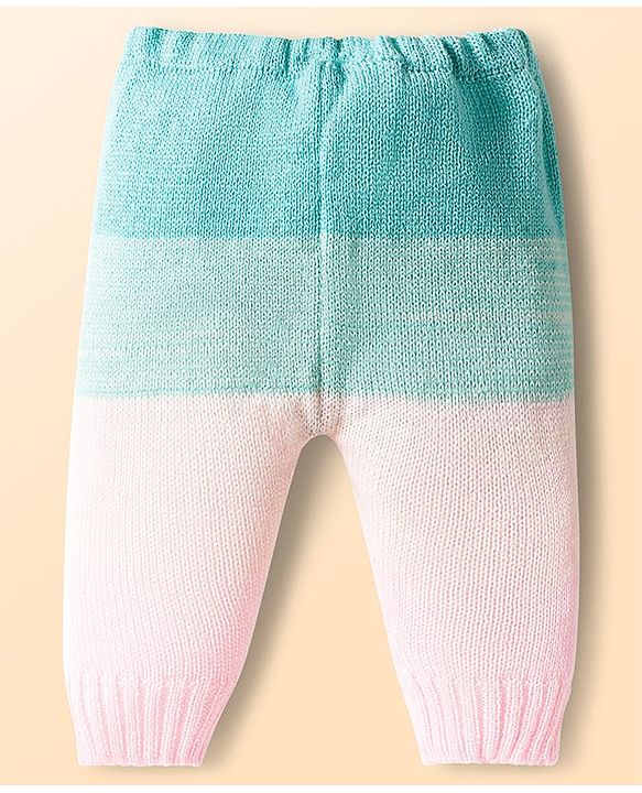 Babyhug Knit Full Sleeves Color Block Front Open Sweater Set with Cap & Booties - Pink
