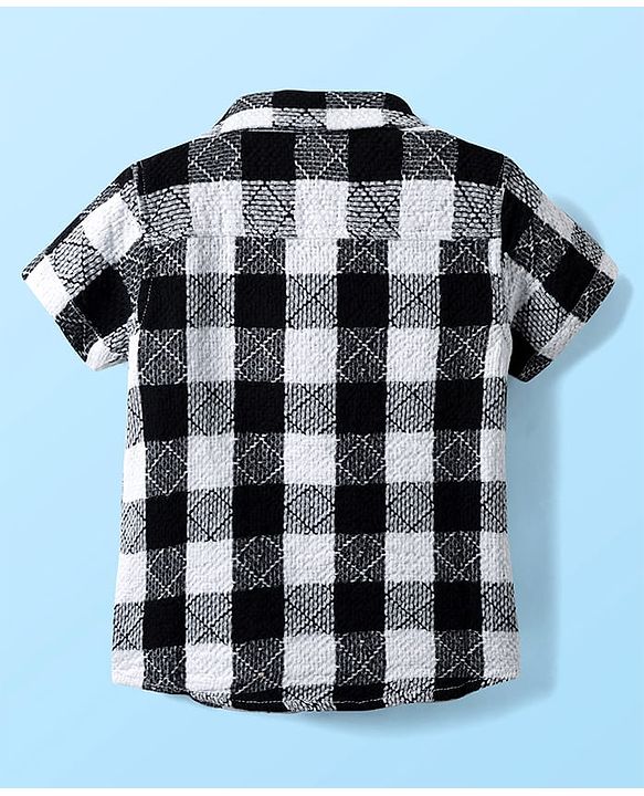 Babyhug Cotton Woven Half Sleeves Shirt With Checks - Black
