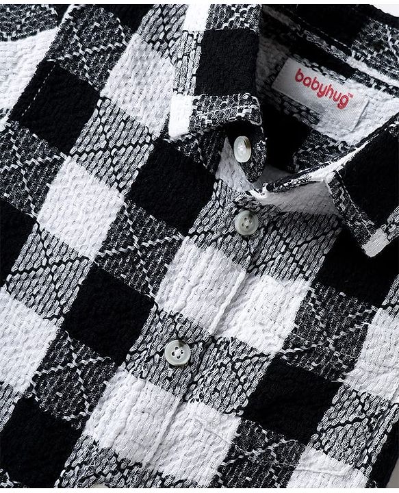 Babyhug Cotton Woven Half Sleeves Shirt With Checks - Black