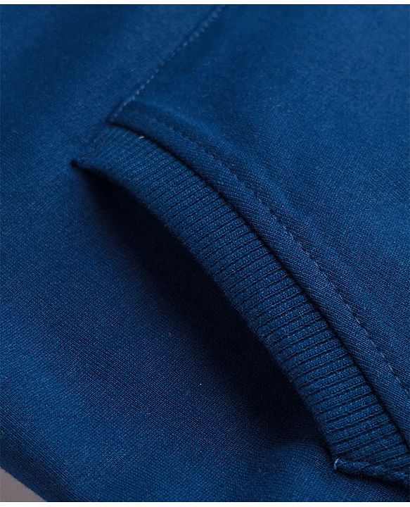 Babyhug Cotton Knit Full Sleeves Sweatshirt With Text Print & Kangaroo Pockets - Navy Blue