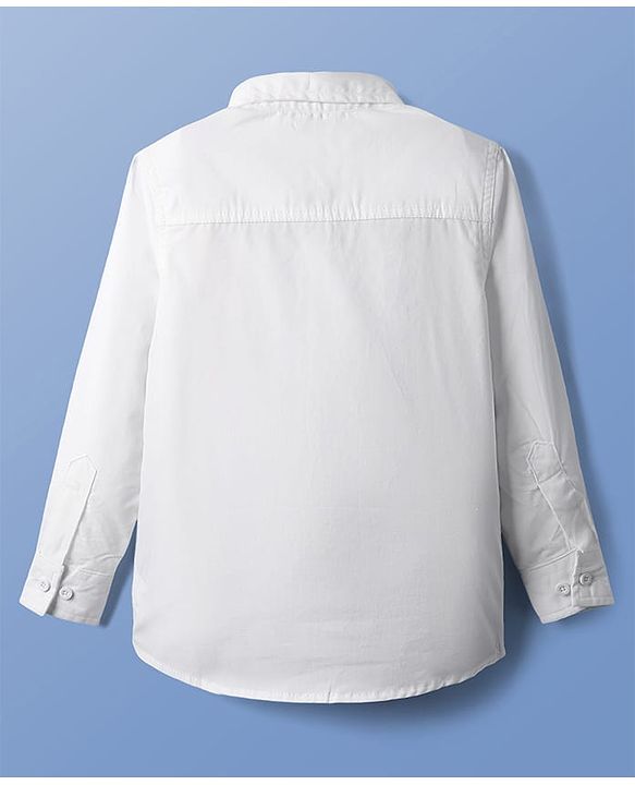 Pine Kids Cotton Woven Full Sleeves Color Block Shirt - White & Red