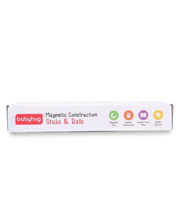 Babyhug Magnetic Colorful Sticks - 64 Pieces| Montessori Learning| Learning Building Activity & Educational Toy| for 3+ Year Kids| Creative Gifting| Unlimited Play| Child Safe Material| BIS Certified