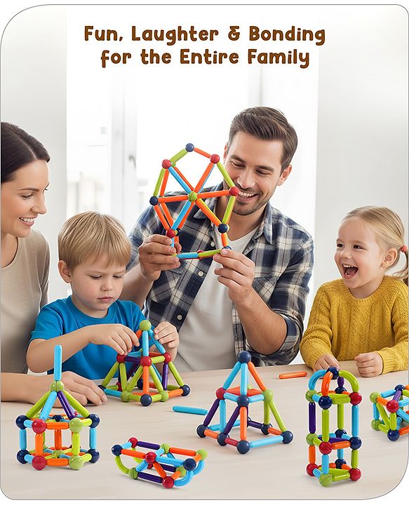 Babyhug Magnetic Colorful Sticks -52 Pieces| Montessori Learning| Learning Building Activity & Educational Toy| for 3+ Year Kids| Creative Gifting| Unlimited Play| Child Safe Material| BIS Certified