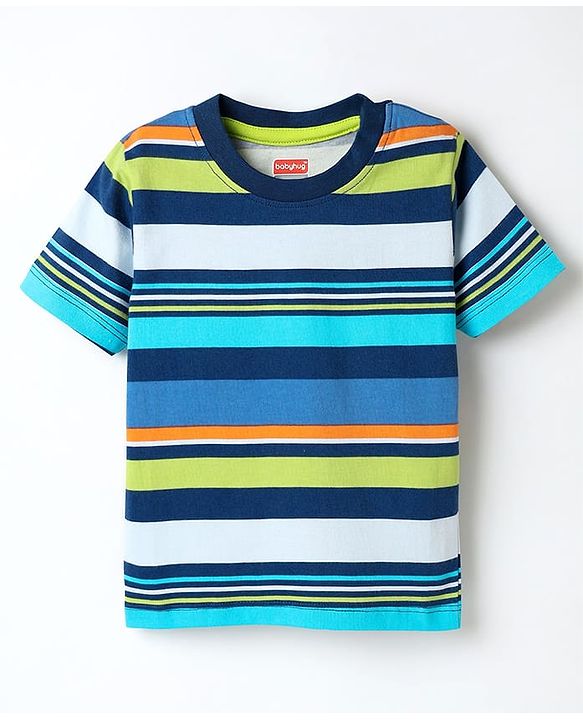 Babyhug 100% Cotton Knit Half Sleeve Striped T-Shirt - Multicolor