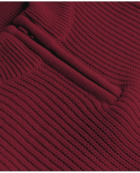 Pine Kids Knit Full Sleeves High Neck Solid Color Pullover Sweater - Wine