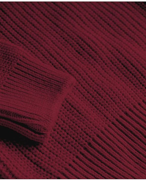 Pine Kids Knit Full Sleeves High Neck Solid Color Pullover Sweater - Wine