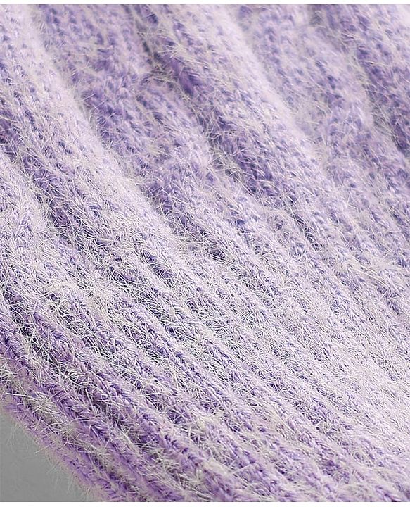 Pine Kids Knit Full Sleeves Pullover Sweater with Cable Knit Design - Lavender