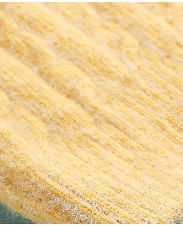 Pine Kids Knit Full Sleeves Pullover Sweater with Cable Knit Design - Yellow