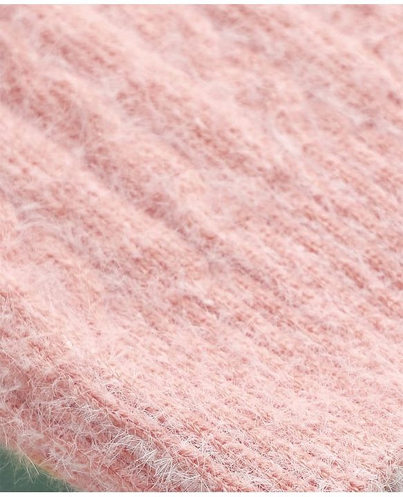 Pine Kids Knit Full Sleeves Pullover Sweater with Cable Knit Design - Pink