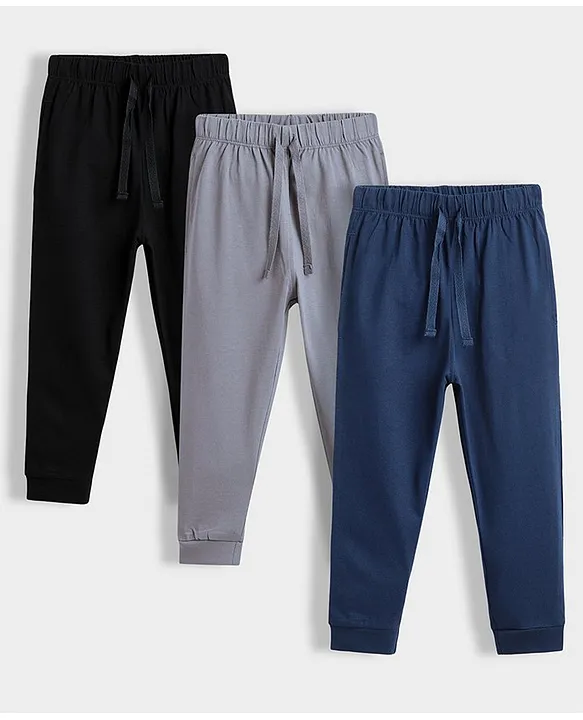 Buy Orange Sugar 100% Cotton Knit Pack Of 3 Solid Joggers - Multi