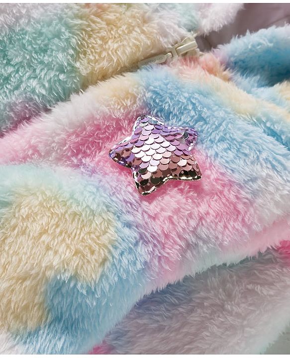 Babyhug Fur Woven Full Sleeves Hooded Footed Front Open Romper with Attached Mitten - Multicolor
