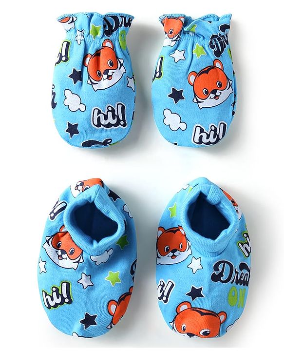 Babyhug 100% Cotton Cap Mittens & Booties Set With Floral Print Yellow - Diameter 9.5 cm main image 0