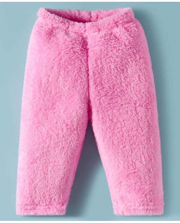 Babyhug Fur Woven Full Sleeves Winter Wear Hooded T-Shirt & Lounge Pant Set With Animal Embriodery & Ear Applique - Pink
