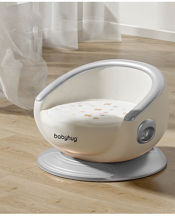 Babyhug 3-in-1 Convertible Baby Booster Chair with Feeding Tray - White Grey| Safety Harness| Removable Feeding Tray| Soft Cushion Seat| Feeding Chair| Toddler Seat