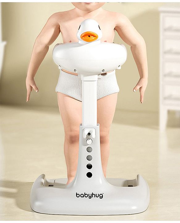 Babyhug Bathroom Stand with Shower Holder White Grey| Adjustable Height| Non-slip Base| Soft Handles