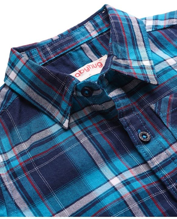 Babyhug Cotton Woven Half Sleeves Checks Shirt & Denim Shorts Set - Blue