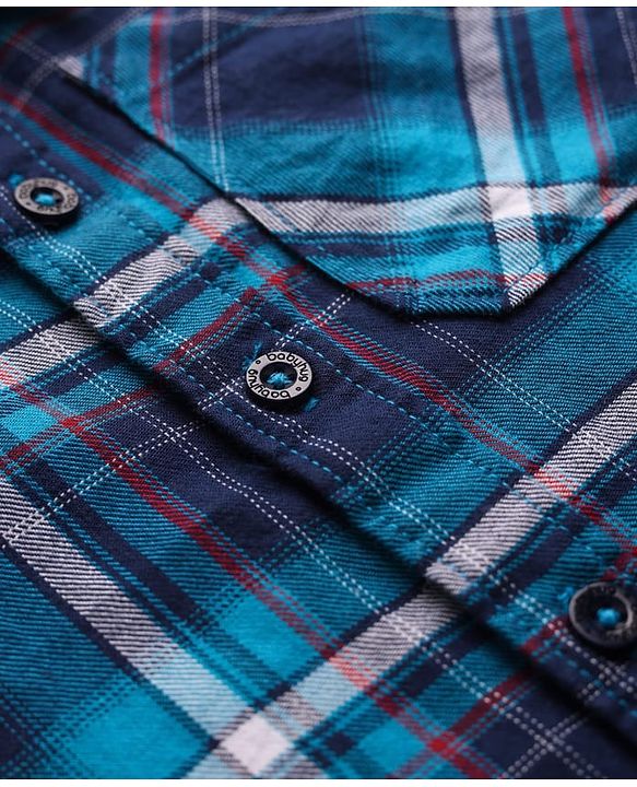 Babyhug Cotton Woven Half Sleeves Checks Shirt & Denim Shorts Set - Blue