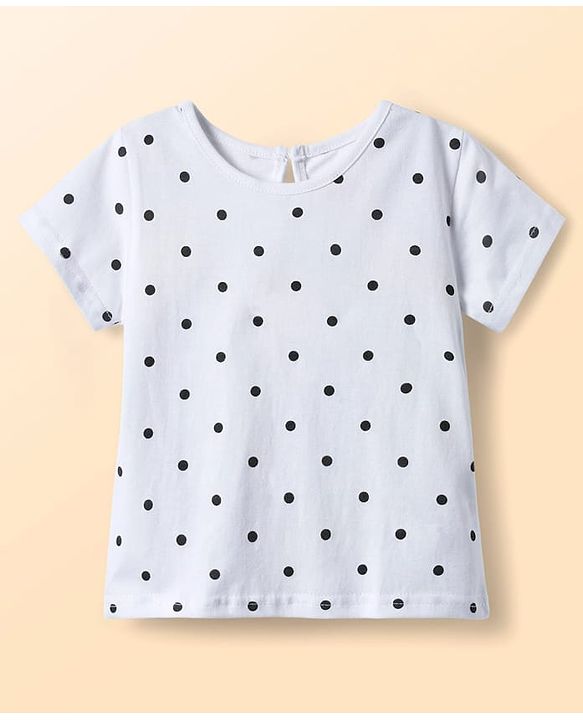 Babyhug Cotton Woven Frock & Half Sleeves Inner Tee With Polka Dot Print & Bow Applique - Red & White