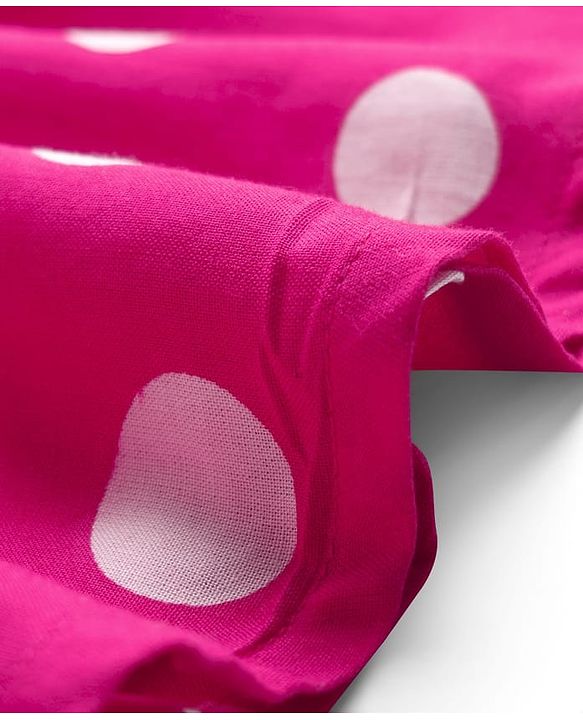Babyhug Woven Sleeveless Top with Bow & Polka Dots - Pink