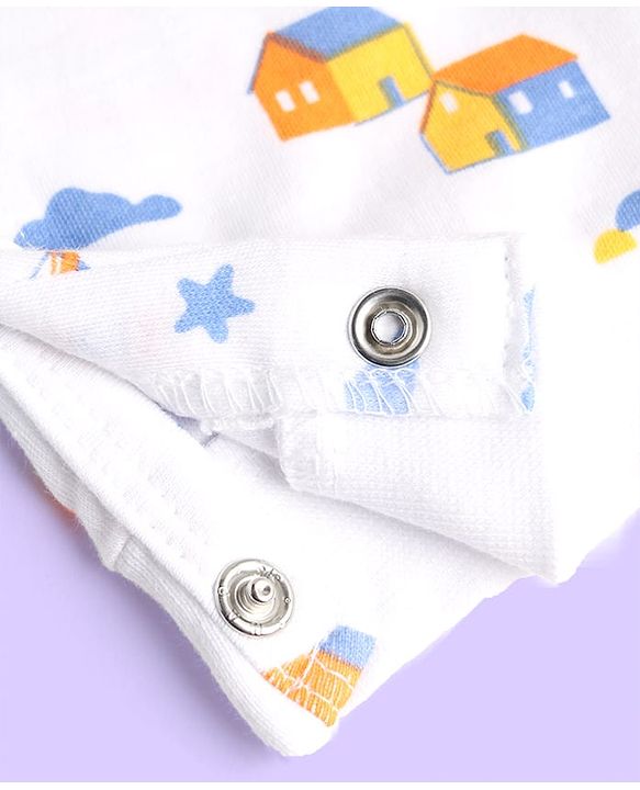 Babyhug 100% Cotton Knit Full Sleeves Rompers With Stripes &  Nautical Print Pack of 2 - White & Light Blue
