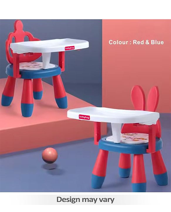 Babyhug Kids Feeding Chair with Removable Food Tray| Easy Assembly| Home & Classroom Use| Ideal for Indoor & Outdoor|  Soft Seat| Home & Classroom Use| Comfortable Backrest| Dining Chair - Red & Blue
