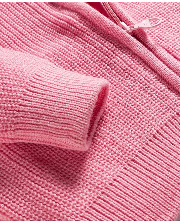 Pine Kids Knit Full Sleeves Solid Color Front Open Hooded Sweater Set - Pink