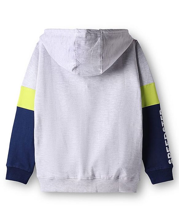 Pine Kids 100% Cotton Full Sleeves Cut & Sew Hooded Sweatjacket With Kangaroo Pockets - Grey