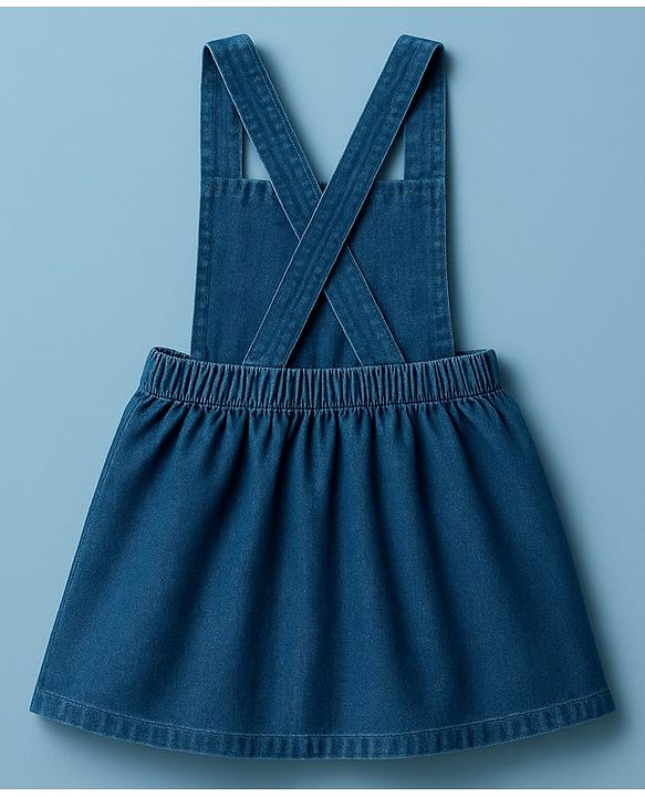 Babyhug Cotton Woven Frock With Full Sleeves Inner Tee & Floral Print - Blue