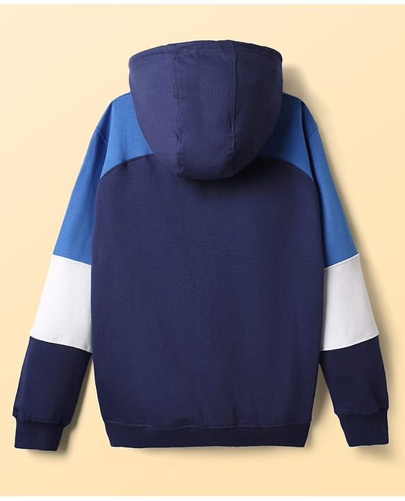 Pine Kids 100% Cotton Full Sleeves Cut & Sew Hooded SweatJackets With Kangaroo Pockets - Blue
