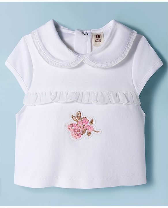 Buy ToffyHouse Cotton Knit Full Sleeves Mesh Detailed Top With