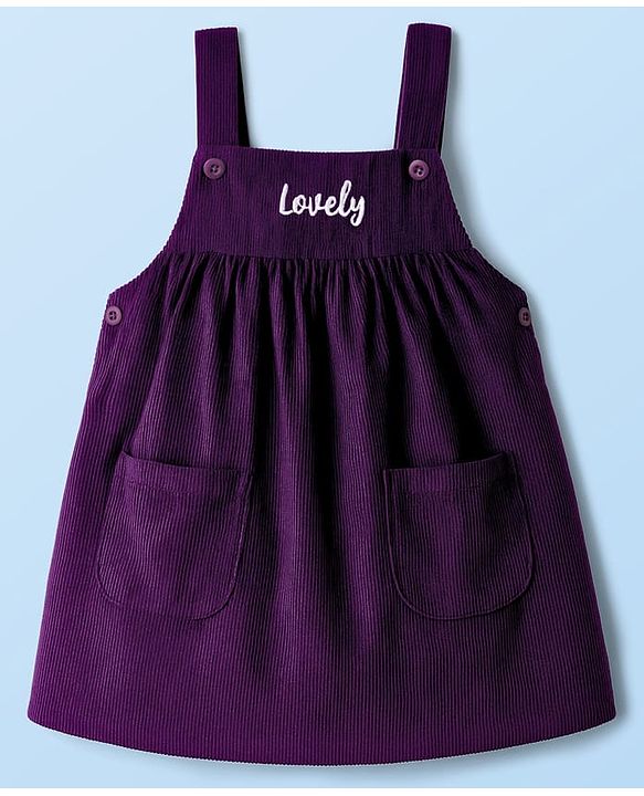 Babyhug Cotton Woven Frock With Full Sleeves Inner Tee & Floral Print - Purple