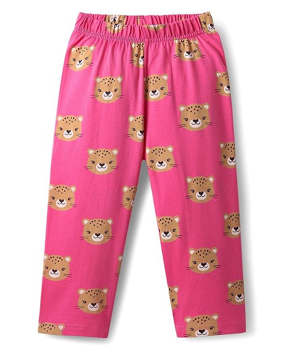 Babyhug Single Jersey Knit Full Sleeves Co-ords Night Suit with Bear Print - Pink