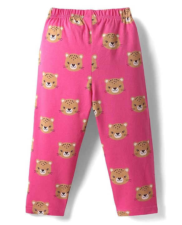 Babyhug Single Jersey Knit Full Sleeves Co-ords Night Suit with Bear Print - Pink
