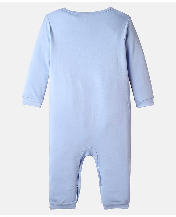 Babyhug 100% Cotton Knit Full Sleeves Rompers with Giraffe Print Pack of 2 - Light Blue & Grey