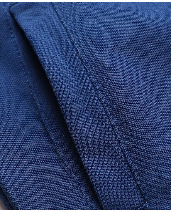 Pine Kids Cotton Knit Full Sleeves Hooded Sweatjacket With Future Print - Navy Blue & Orange
