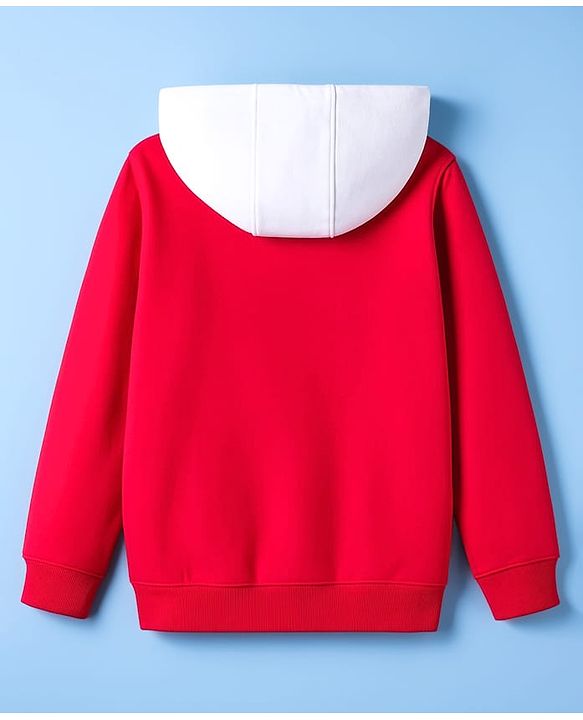 Pine Kids Cotton Knit Full Sleeves Cut & Sew Hooded SweatJacket Gaming Print - Red