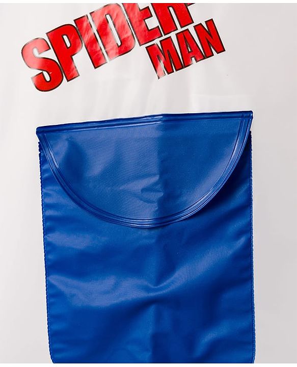 Pine Kids Marvel Full Sleeves Hooded Raincoat with Front & Back Spiderman Graphics - White