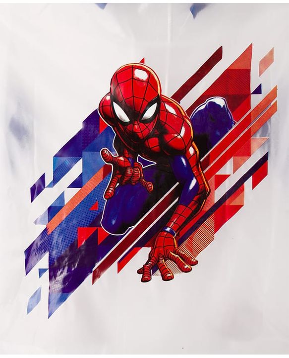 Pine Kids Marvel Full Sleeves Hooded Raincoat with Front & Back Spiderman Graphics - White