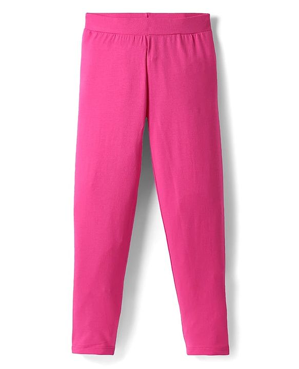 Pine Kids Cotton Knit Full Length Solid Colour Leggings Pack Of 2 - Pink & Purple