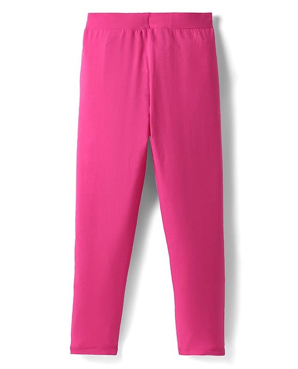 Pine Kids Cotton Knit Full Length Solid Colour Leggings Pack Of 2 - Pink & Purple