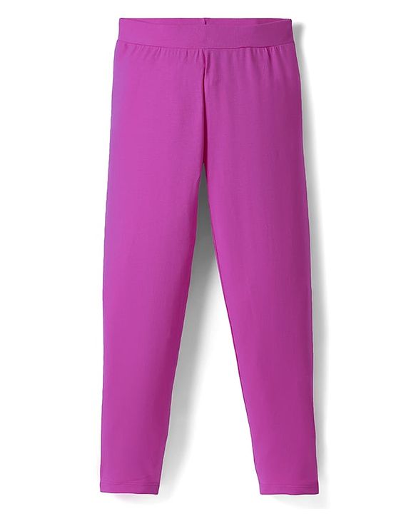 Pine Kids Cotton Knit Full Length Solid Colour Leggings Pack Of 2 - Pink & Purple