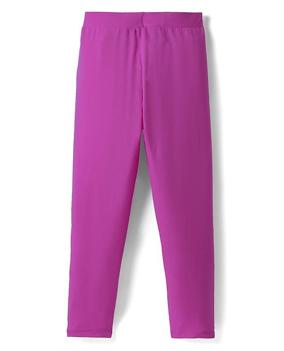 Pine Kids Cotton Knit Full Length Solid Colour Leggings Pack Of 2 - Pink & Purple