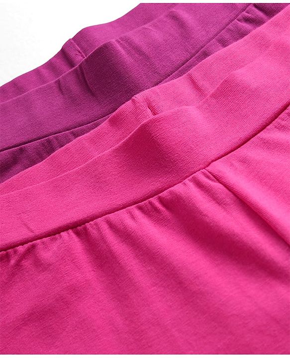 Pine Kids Cotton Knit Full Length Solid Colour Leggings Pack Of 2 - Pink & Purple