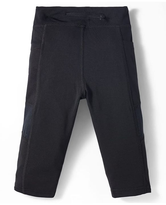 Pine Active Knit Capri Leggings with Mesh - Black