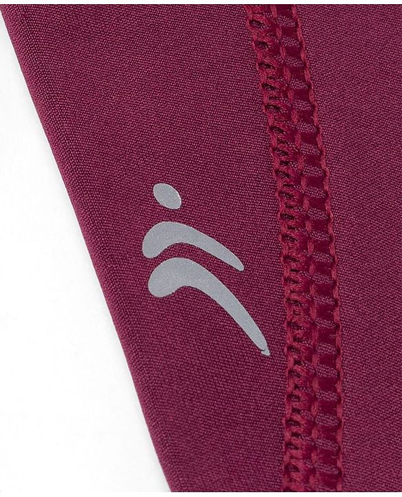 Pine Active Knit Full Length Solid Color Flared Leggings - Wine