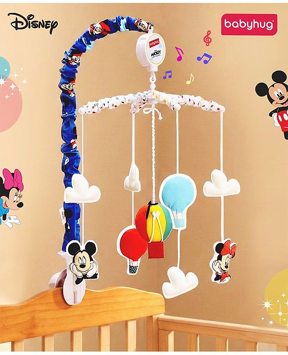 Babyhug Disney Mickey Musical Cot Mobile for Newborn & Toddlers| Crib Décor Toy| Rotating Figures & Gentle Music| Motor Skills & Visual Tracking| Stimulates Hearing| Baby Shower Gift | BIS Certified