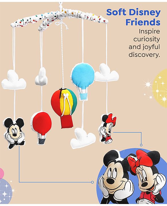 Babyhug Disney Mickey Musical Cot Mobile for Newborn & Toddlers| Crib Décor Toy| Rotating Figures & Gentle Music| Motor Skills & Visual Tracking| Stimulates Hearing| Baby Shower Gift | BIS Certified