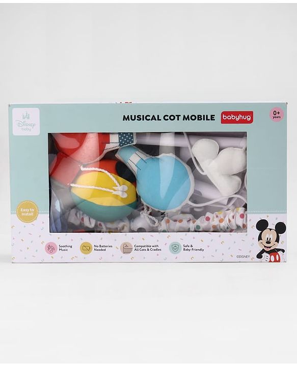 Babyhug Disney Mickey Musical Cot Mobile for Newborn & Toddlers| Crib Décor Toy| Rotating Figures & Gentle Music| Motor Skills & Visual Tracking| Stimulates Hearing| Baby Shower Gift | BIS Certified