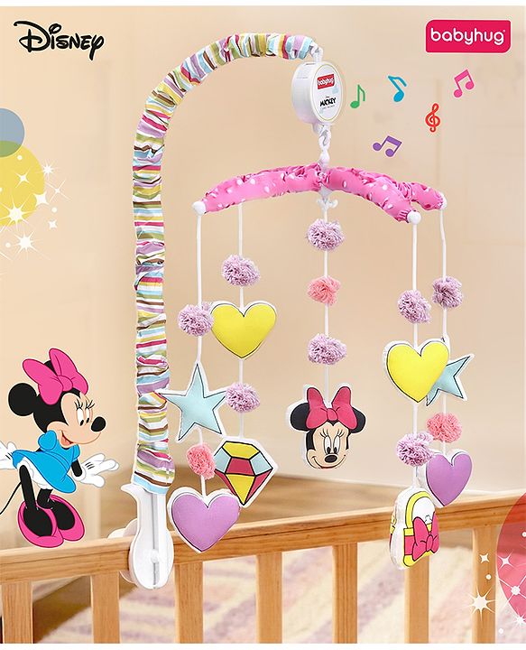 Babyhug Disney Mickey Musical Cot Mobile for Newborn & Toddlers| Crib Décor Toy| Rotating Figures & Gentle Music| Motor Skills & Visual Tracking| Stimulates Hearing| Baby Shower Gift | BIS Certified